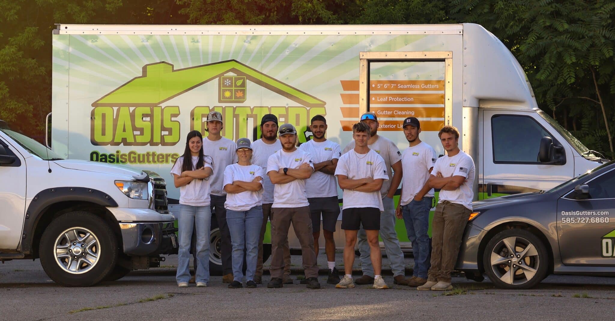 Oasis Gutters & Roofing team and workplace 1